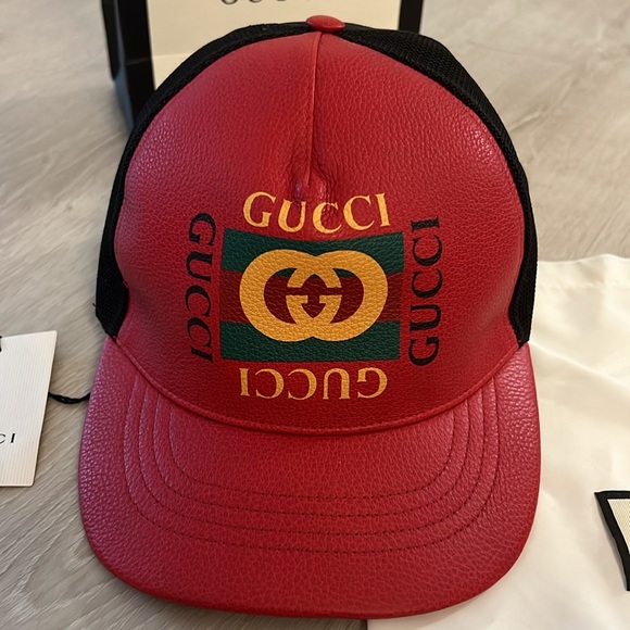 GUCCI Leather Logo Hat - Picture 2 of 6
